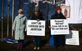 Protesters pictured at the start of the '40 Days for Life' campaign in late February, outside the QEUH in Glasgow.