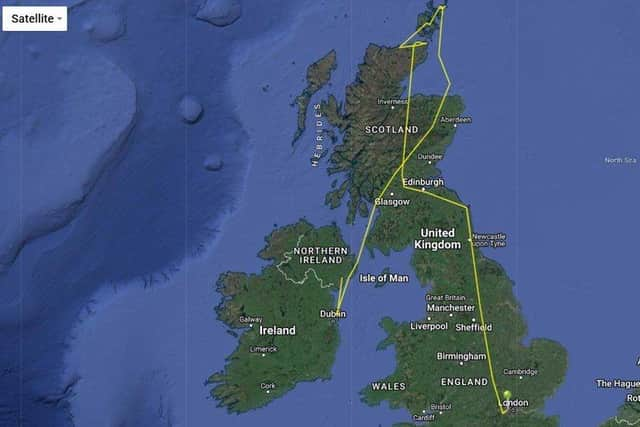 Prof Stu Bearhop created a map of the Oystercatcher tag's movements