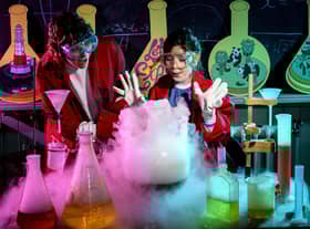 Stephanie Maia and her daughter Valentina experimen with dry ice at Summerhall, one of the venues in this year's Edinburgh Science Festival. Picture: Ian Georgeson