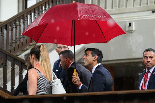 Prime Minister Rishi Sunak on a rare time he did remember an umbrella.