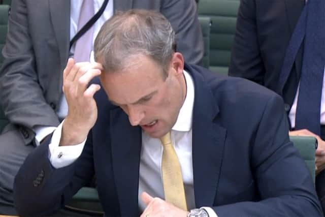Dominic Raab struggled to provide precise answers to MPs. Picture: PRU/AFP via Getty