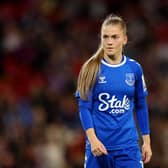 Jess Park of Everton looks on during the FA Women's Super League match between Liverpool and Everton FC at Anfield on September 25, 2022 in Liverpool, England. (Photo by Charlotte Tattersall/Getty Images)