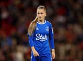 Jess Park of Everton looks on during the FA Women's Super League match between Liverpool and Everton FC at Anfield on September 25, 2022 in Liverpool, England. (Photo by Charlotte Tattersall/Getty Images)