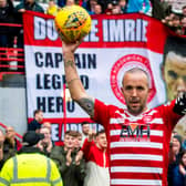 Dougie Imrie at the end of his final game before retirement in May last year. Picture: SNS