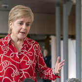 Nicola Sturgeon spoke to journalists in the Scottish Parliament's garden lobby. Image: Jane Barlow/Press Association.