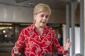 Nicola Sturgeon spoke to journalists in the Scottish Parliament's garden lobby. Image: Jane Barlow/Press Association.