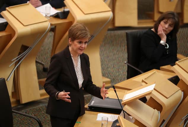 First Minister Nicola Sturgeon in the Scottish Parliament at Holyrood. Picture: Andrew Milligan/PA Wire
