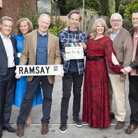 (left-right) Stefan Dennis Annie Jones, Geoff Paine, Guy Pearce, Lucinda Cowden, Ian Smith and Paul Keane