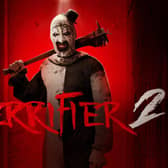 David Howard Thornton shines in new gore-filled horror Terrifier 2 - out now in the UK. Cr: Signature Entertainment