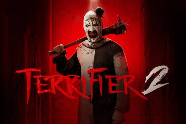 David Howard Thornton shines in new gore-filled horror Terrifier 2 - out now in the UK. Cr: Signature Entertainment