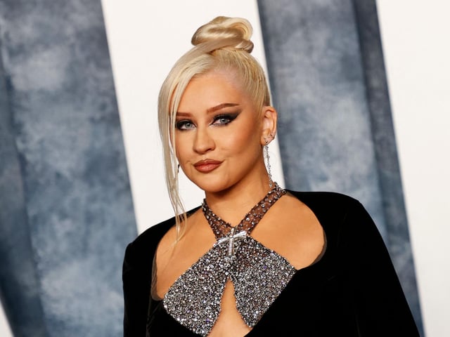 US singer-songwriter Christina Aguilera attends the Vanity Fair 95th Oscars Party at the The Wallis Annenberg Center for the Performing Arts in Beverly Hills. (Photo by MICHAEL TRAN/AFP via Getty Images)
