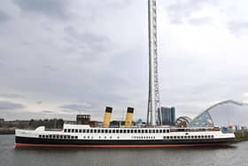 TS Queen Mary berthed beside Glasgow Science Centre on Friday. Picture: John Devlin