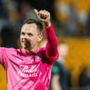Hearts' Lawrence Shankland gives the thumbs-up after the 1-0 win over St Johnstone.