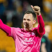 Hearts' Lawrence Shankland gives the thumbs-up after the 1-0 win over St Johnstone.
