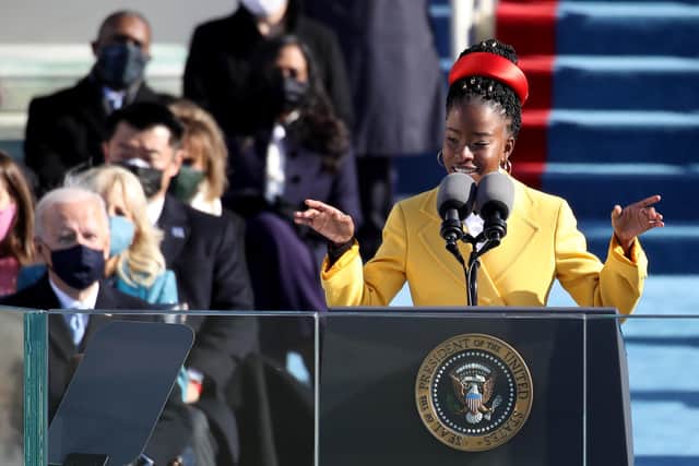 Youth Poet Laureate Amanda Gorman speaks during the inauguration of U.S. President-elect Joe Biden on the West Front of the U.S. Capitol. Picture: Rob Carr/Getty Images