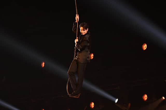 South Korean singer Jungkook performs onstage during the Grammy Awards at the MGM Grand Garden Arena in Las Vegas. Photo: VALERIE MACON / AFP via Getty Images.