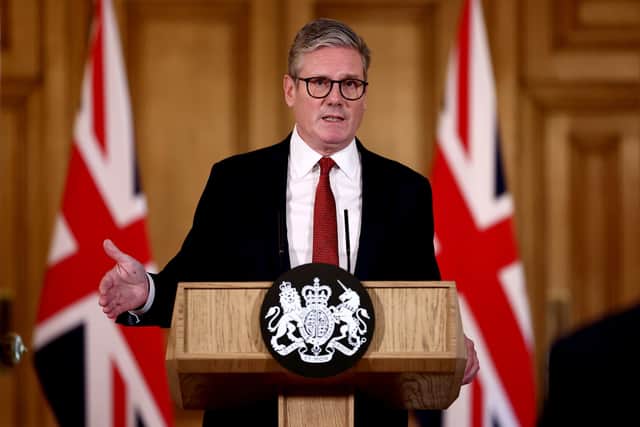 Prime Minister Sir Keir Starmer speaks during a press conference in Downing Street, London, following scenes of violent unrest in Southport. Picture: Henry Nicholls/PA Wire