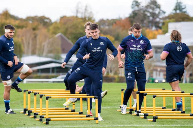 Cameron Redpath, centre, took part in the Scotland session at Oriam. (Photo by Ross Parker / SNS Group)