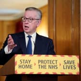 Michael Gove speaking during a media briefing in Downing Street, London, on coronavirus (COVID-19).