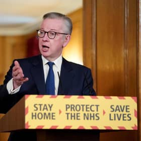 Michael Gove speaking during a media briefing in Downing Street, London, on coronavirus (COVID-19).