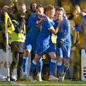 Rangers squad celebrating after making it 1-0 during a Cinch Premiership match between Livingston and Rangers at Toni Macaroni Arena, on November 28, 2021, in Livingston, Scotland.  (Photo by Rob Casey / SNS Group)