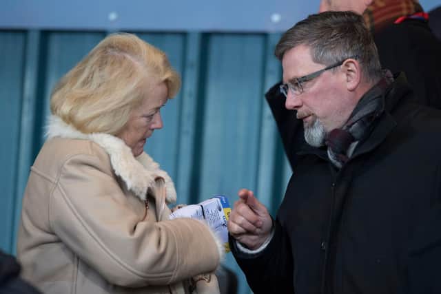 Hearts owner Ann Budge with former manager Craig Levein.