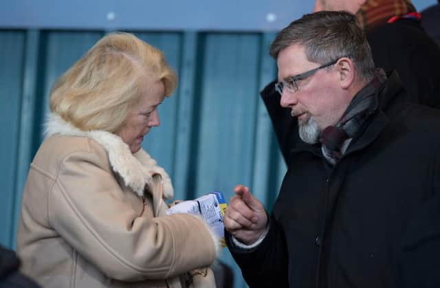 Hearts owner Ann Budge with former manager Craig Levein.