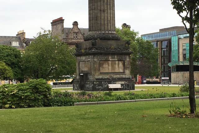 The statue is Henry Dundas, a politician who delayed the end of slavery