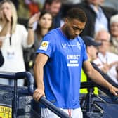 Rangers' Cyriel Dessers looks dejected after collecting his runners-up medal after the Scottish Cup final defeat to Celtic. (Photo by Rob Casey / SNS Group)