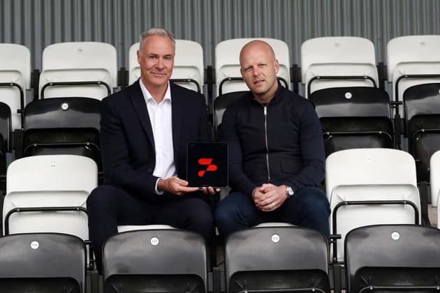 ScribePro chief executive Jonny Gordon with Steven Naismith.