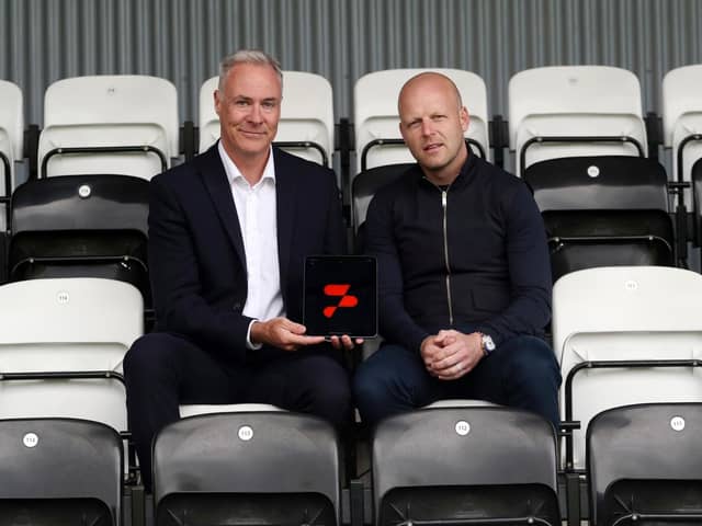 ScribePro chief executive Jonny Gordon with Steven Naismith.