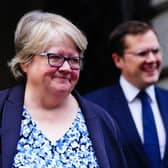 Environment, Food and Rural Affairs Secretary Thérèse Coffey, arrives in Downing Street, Westminster, London, ahead of the first Cabinet meeting with Rishi Sunak as Prime Minister.