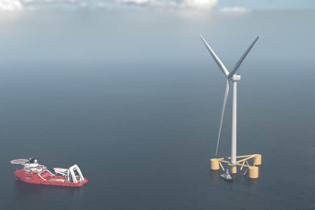 An example of a floating wind turbine as proposed under the ambitious North Sea plans.