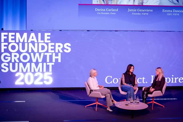 Jamie Genevieve in conversation at the Female Founders Growth Summit 2025. Picture: Anna Moffat