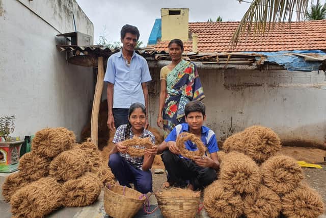 L Kumar with his family in their village. Picture: Sibi Arasu