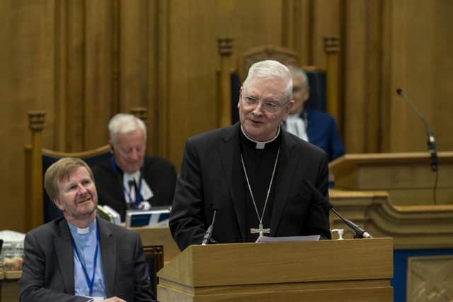 Catholic Archbishop Leo Cushley addresses the General Assembly. Picture: Andrew O'Brien