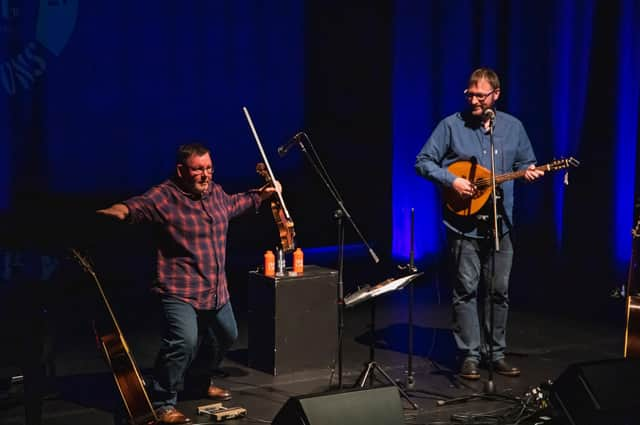 Douglas Montgomery and Brian Cromarty performed as the duo Saltfishforty at the HebCelt Survivor Sessions last week.