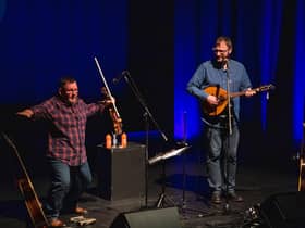 Douglas Montgomery and Brian Cromarty performed as the duo Saltfishforty at the HebCelt Survivor Sessions last week.