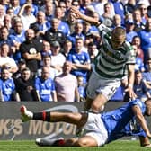 Celtic's Gustaf Lagerbielke and Rangers' Cyriel Dessers in action during Sunday's derby.