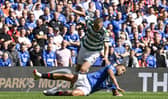 Celtic's Gustaf Lagerbielke and Rangers' Cyriel Dessers in action during Sunday's derby.