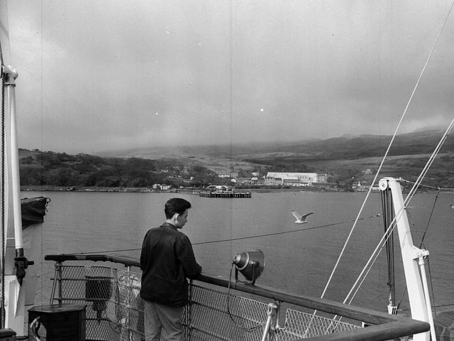A view of the Jura Distillery, in the village of Craighouse, from a ship bound for the island.