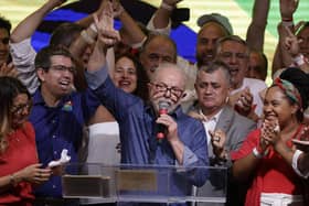 Luiz Inácio Lula Da Silva speaks after being elected president of Brazil over incumbent Bolsonaro by a thin margin on the runoff. Photo by Alexandre Schneider/Getty Images