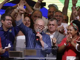 Luiz Inácio Lula Da Silva speaks after being elected president of Brazil over incumbent Bolsonaro by a thin margin on the runoff. Photo by Alexandre Schneider/Getty Images