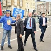 Security guards stop anti-Brexit activist Steve Bray approaching Keir Starmer (out of shot) during the 2021 Labour party conference in Brighton (Picture: Justin Tallis/AFP via Getty Images)