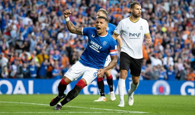 Rangers' James Tavernier celebrates scoring from the penalty spot in the Champions League qualifying ousting of Union Saint-Gilloise a year ago. One of three Belgian clubs they have beaten in continental competition in the past three years as their third qualifying round draw has set up the possibility of a four opponent from that nation in Racing Genk. (Photo by Craig Williamson / SNS Group)