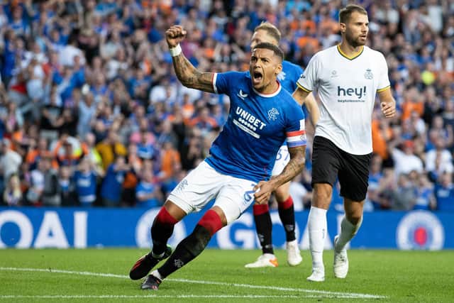 Rangers' James Tavernier celebrates scoring from the penalty spot in the Champions League qualifying ousting of Union Saint-Gilloise a year ago. One of three Belgian clubs they have beaten in continental competition in the past three years as their third qualifying round draw has set up the possibility of a four opponent from that nation in Racing Genk. (Photo by Craig Williamson / SNS Group)