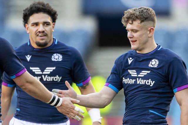 Sione Tuipulotu and Darcy Graham are both in the URC Elite XV. (Photo by Ross MacDonald / SNS Group)