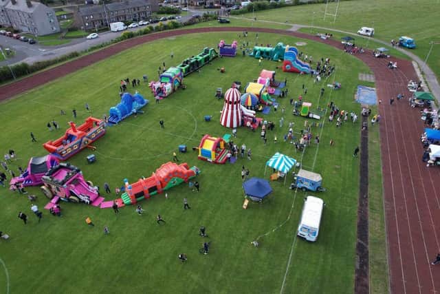 Kids had a huge amount of inflatables to enjoy.