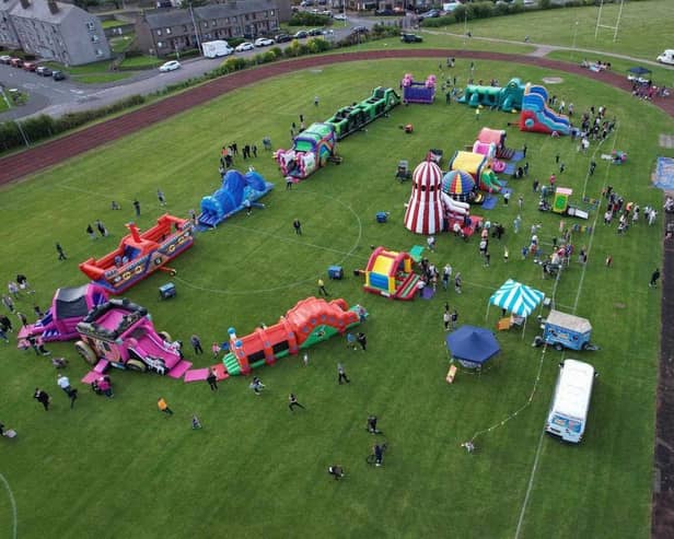 Kids had a huge amount of inflatables to enjoy.