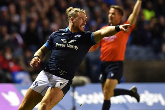 Scotland's Stuart Hogg is in a race against time to be fit for the Six Nations opener against England at Twickenham on February 4. (Photo by Mark Runnacles/Getty Images)